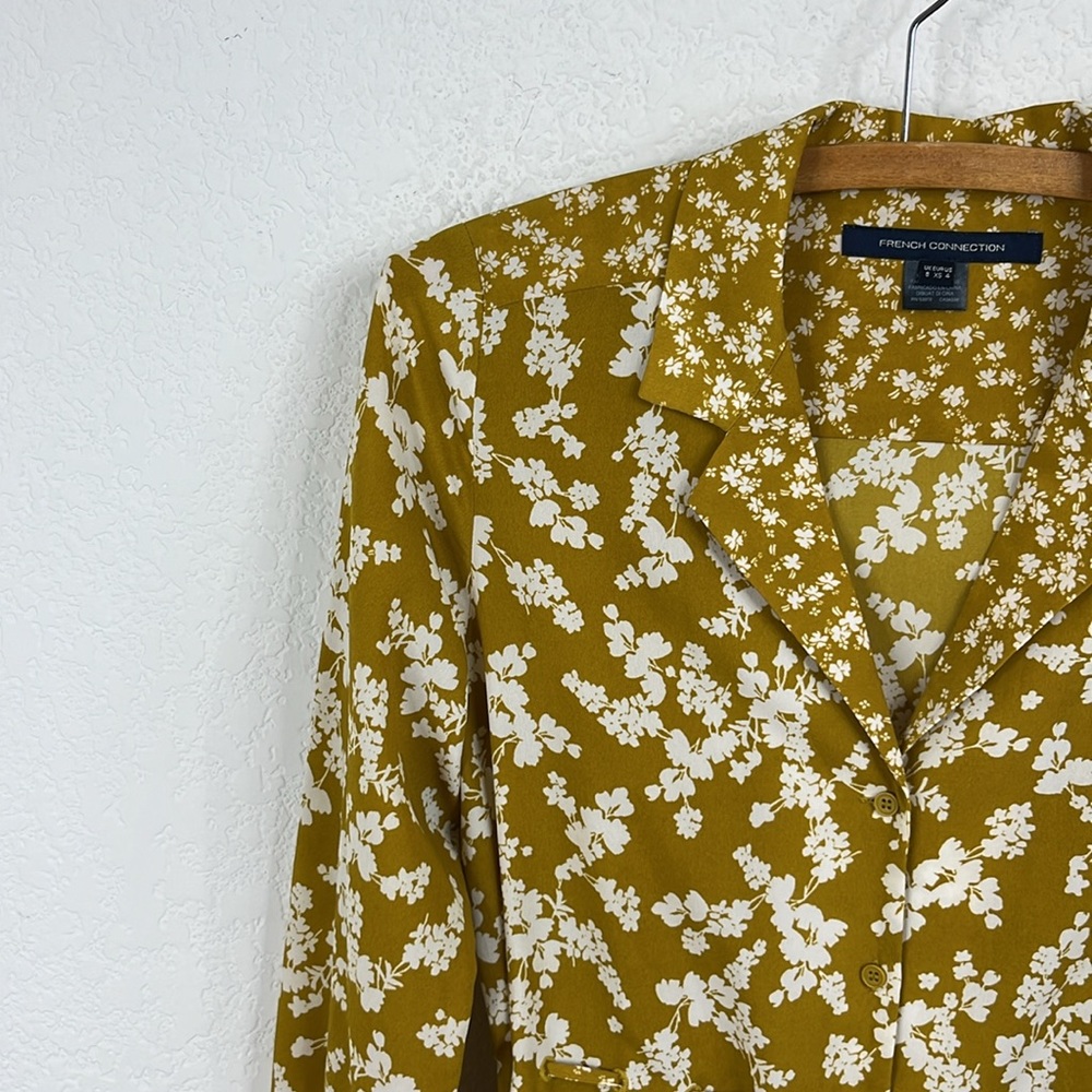 French Connection Bruna Light Mid Floral Midi Shirt Dress Yellow - Picture 3 of 15